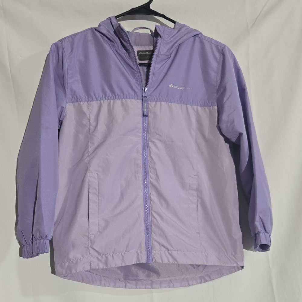 Girls Eddie Bauer Purple Lilac 7/8 Hooded Windbreaker/Raincoat
